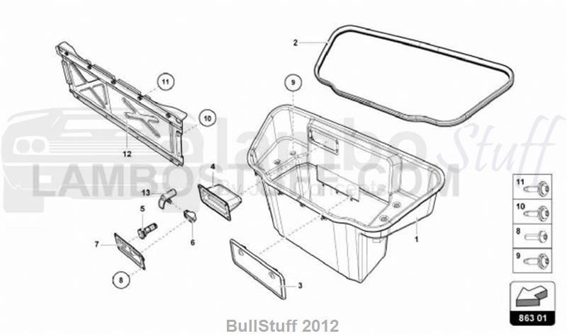 2016 Lamborghini HURACAN LP610-4 COUPE AUSTRALIA LUGGAGE COMPARTMENT LINING (863.01.00)